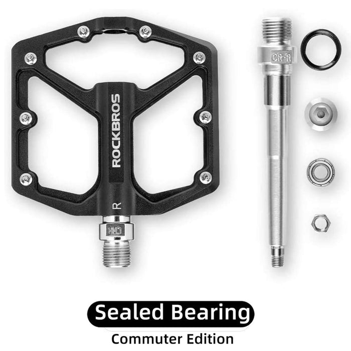 ROCKBROS Bike Pedals Ultra Lightweight Flat  Pedals 9/16 Inch (Pair) #Color_Black