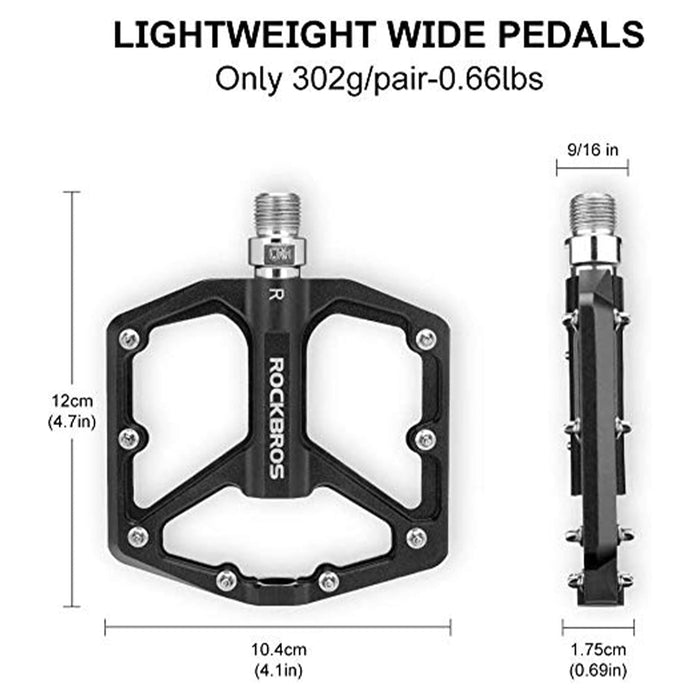 ROCKBROS Bike Pedals Ultra Lightweight Flat  Pedals 9/16 Inch (Pair) #Color_Black