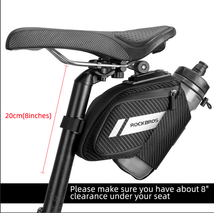 ROCKBROS Bike Saddle Bag Waterproof with Water Bottle Pocket Quick Release