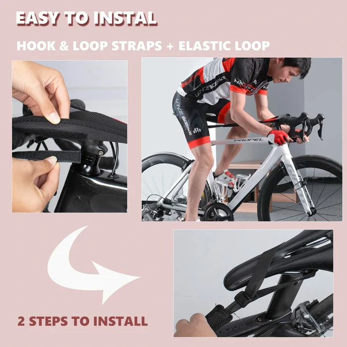 rockbros dual-layer sweat guard stretched between handlebar and seat-post on indoor road bike #Style_Type A