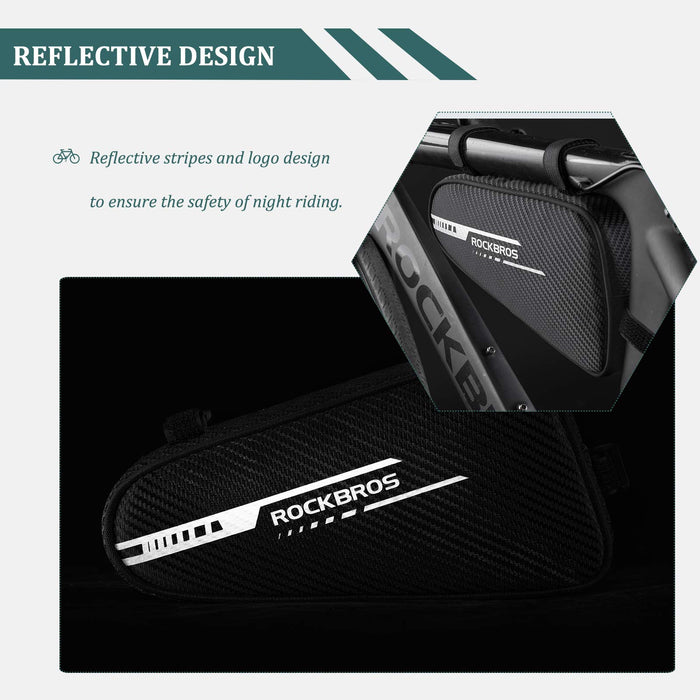ROCKBROS Bike Triangle Bag Side Opening Corner Pouch Storage Bag #Color_Black Blue