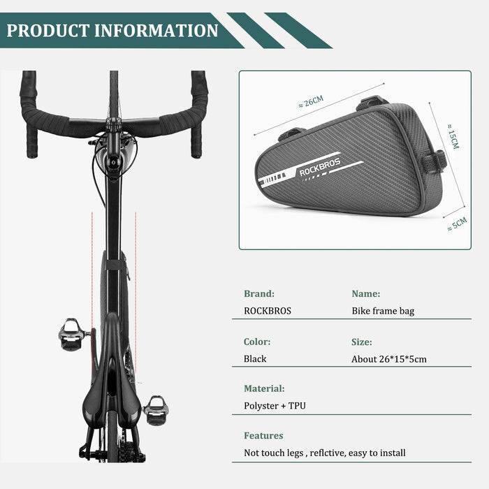 ROCKBROS Bike Triangle Bag Side Opening Corner Pouch Storage Bag #Color_Black Blue