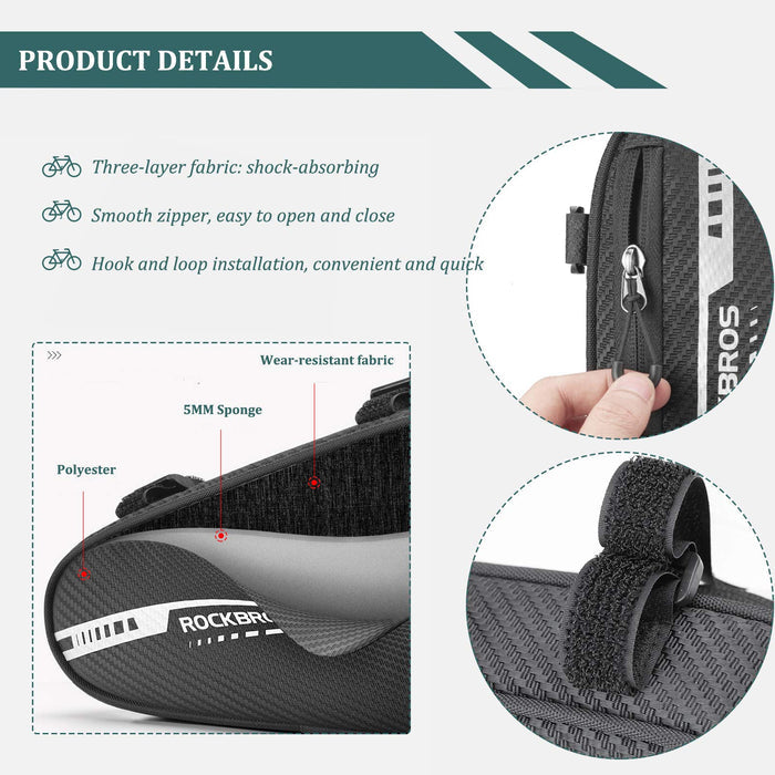 ROCKBROS Bike Triangle Bag Side Opening Corner Pouch Storage Bag #Color_Black Blue