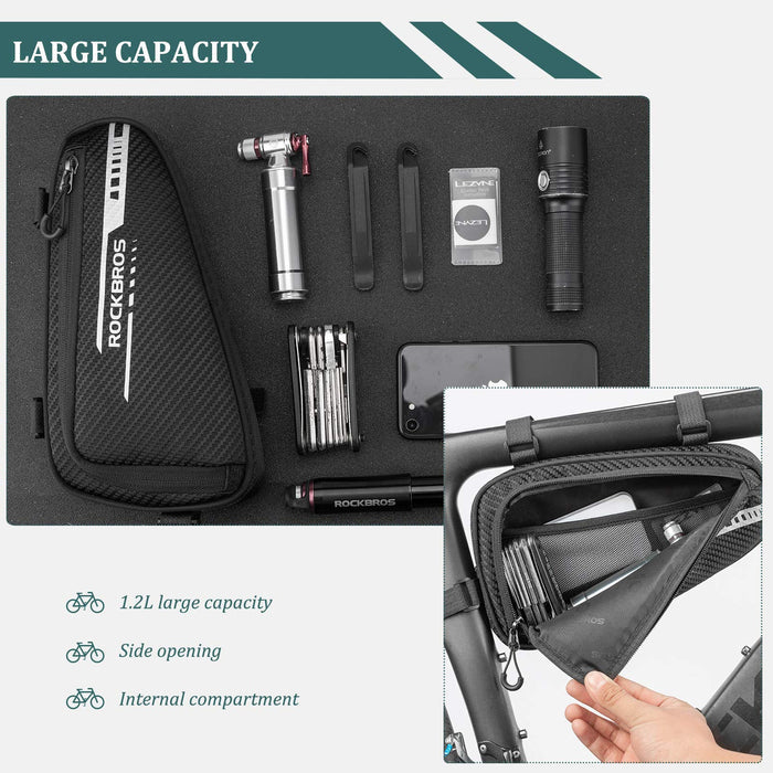 ROCKBROS Bike Triangle Bag Side Opening Corner Pouch Storage Bag #Color_Black Blue