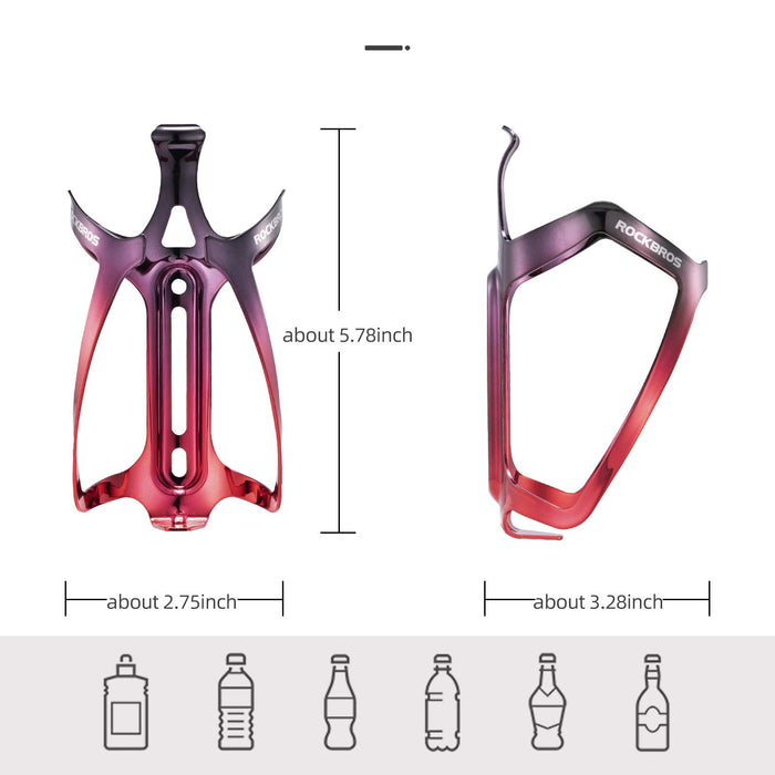 ROCKBROS Bike Water Bottle Cage Lightweight Aluminum Alloy Bottle Holder #Color_Black Red