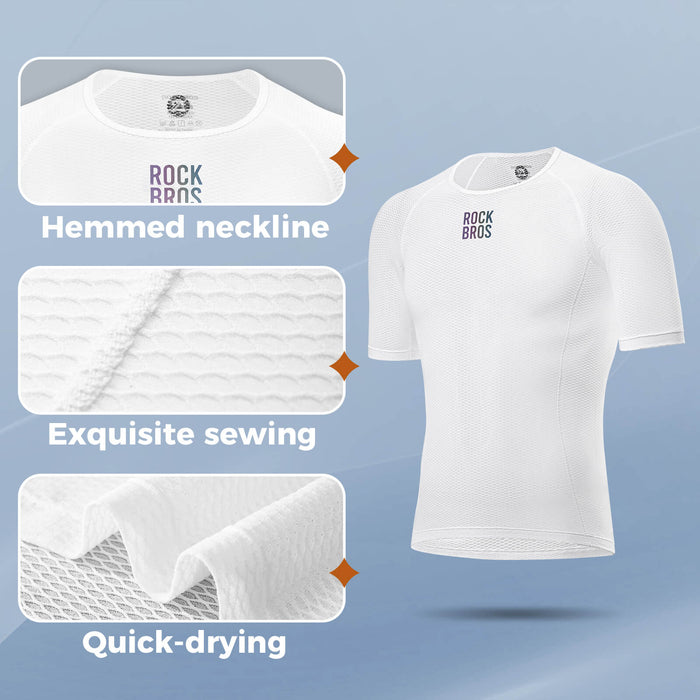 rockbros men's mesh cycling jersey with short sleeves, breathable and quick-drying design for warm weather rides