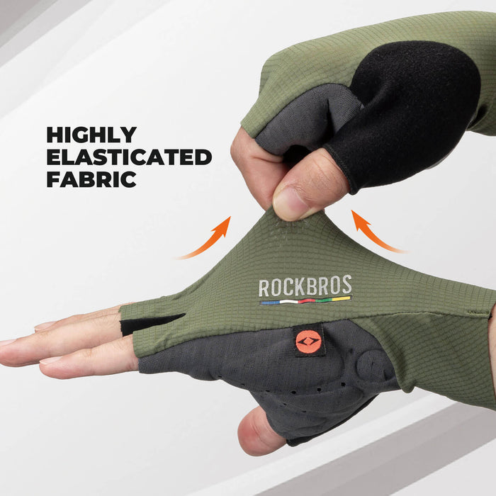 black rockbros half-finger cycling gloves with elastic interface padding and tls006 model label