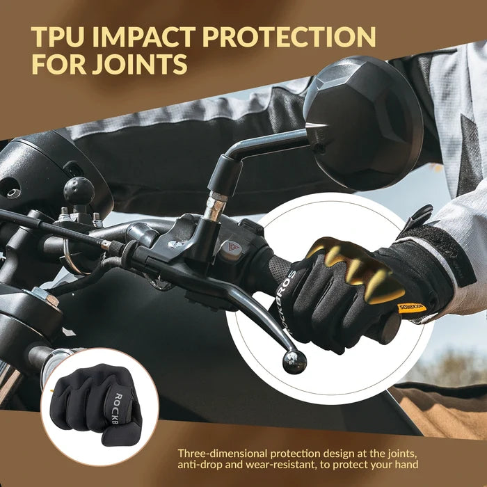 rockbros black windproof thermal full-finger cycling gloves