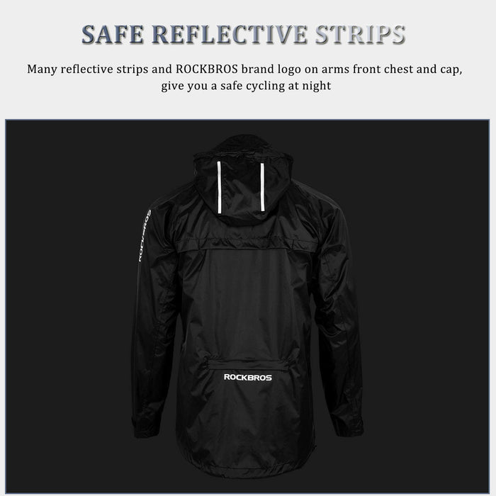 ROCKBROS waterproof cycling jacket, reflective rain jacket, unisex design, ideal for outdoor riding in wet weather