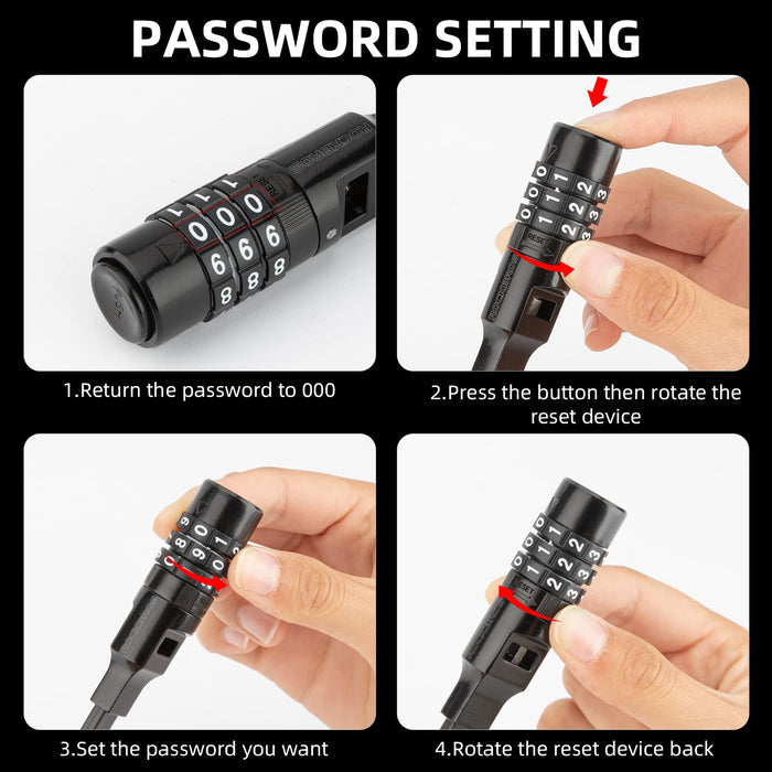 ROCKBROS Cycling Lock High Security Combination Lock with 3 Digit Code