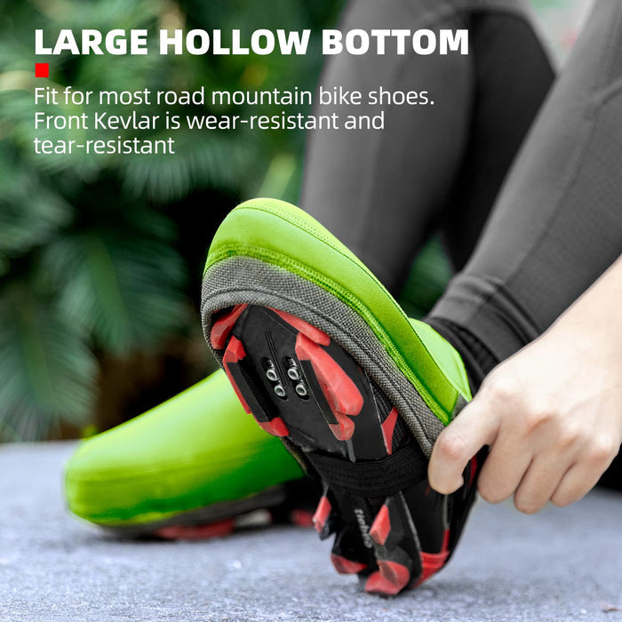 ROCKBROS Cycling Shoe Toe Covers Bike Overshoes Thermal Unisex #Color_Green