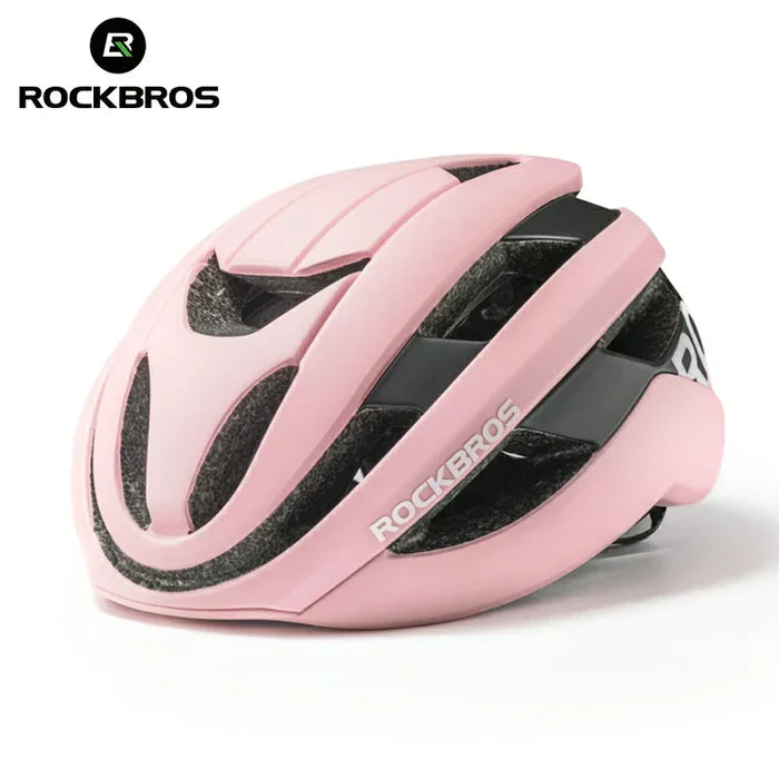 ROCKBROS LK-12 Flowing Light cycling bike helmet with LED lights, aerodynamic design and adjustable fit. #Color_Pink (matte)