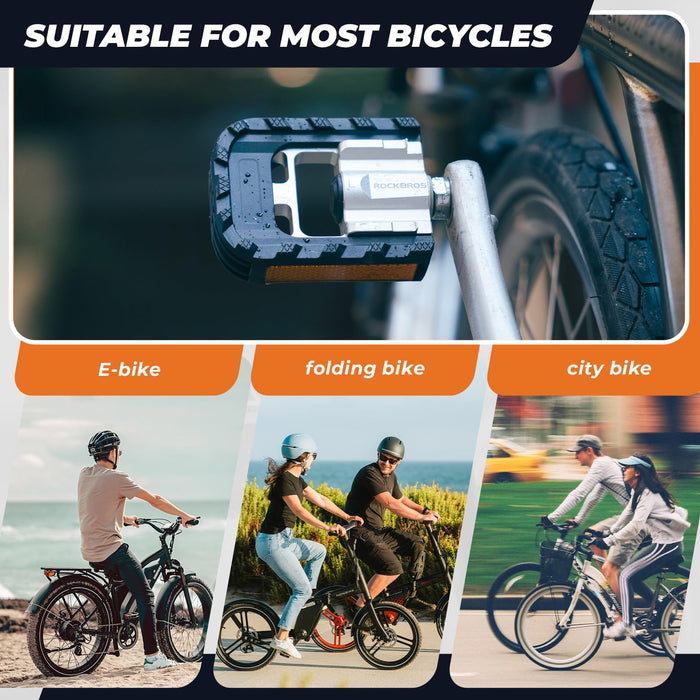 ROCKBROS Foldable Bicycle Pedals Aluminum Alloy Flat Pedals with Reflectors - ROCKBROS-UK