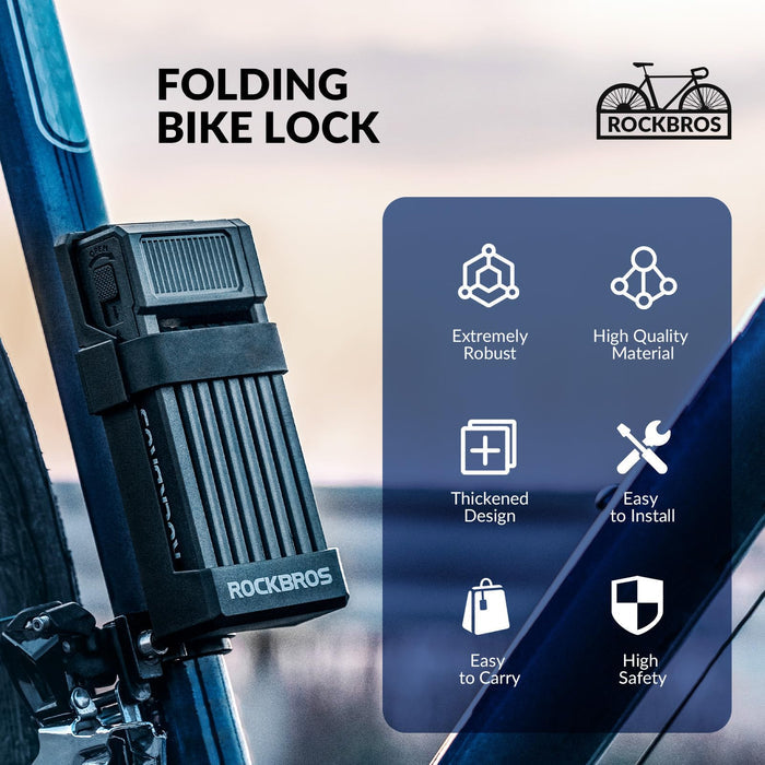 ROCKBROS Folding Bike Lock Heavy Duty Alloy Bicycle Lock Anti-Theft #Style_65CM