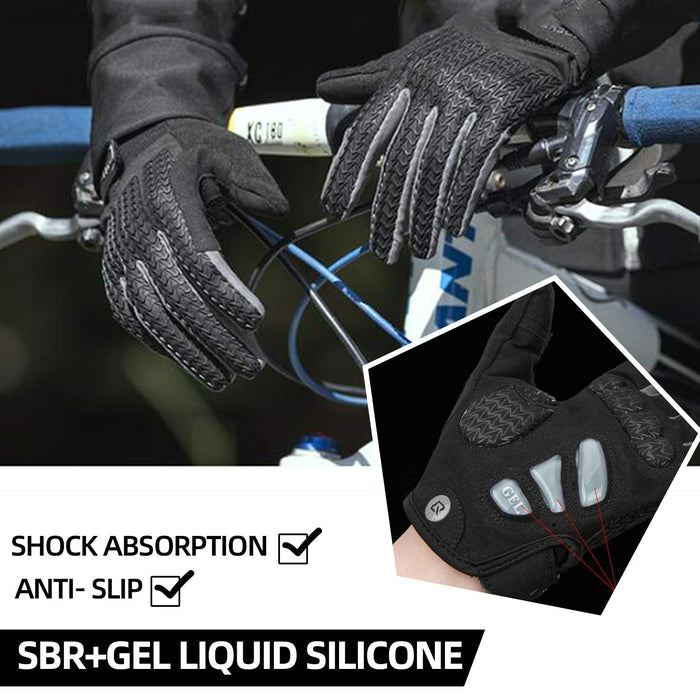 ROCKBROS Full Finger Cycling Gloves, Touchscreen Gel Padded MTB Gloves Winter - ROCKBROS-UK