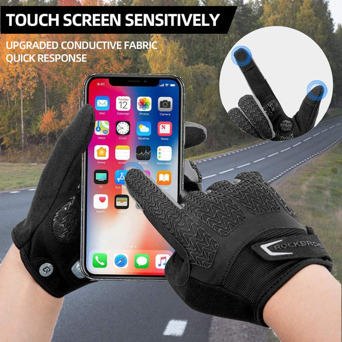 ROCKBROS Full Finger Cycling Gloves, Touchscreen Gel Padded MTB Gloves Winter - ROCKBROS-UK