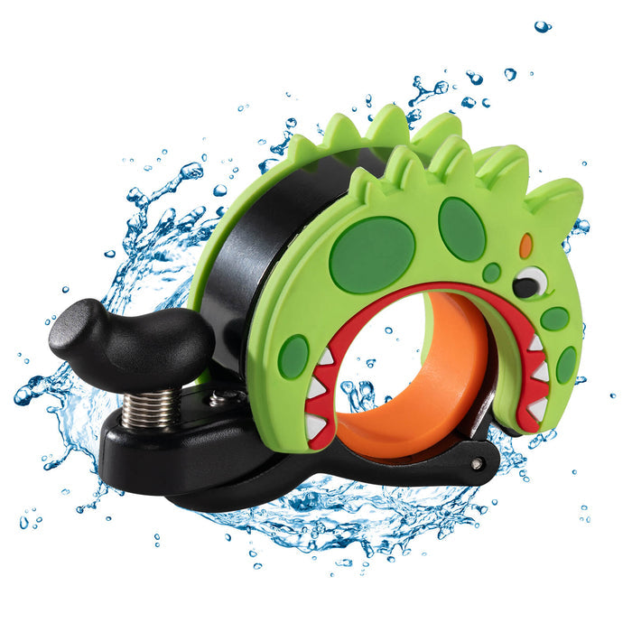 ROCKBROS cartoon-shaped bike bell for kids, featuring fun animal designs and a clear, crisp sound for safe and cheerful riding. #Style_Dinosaur