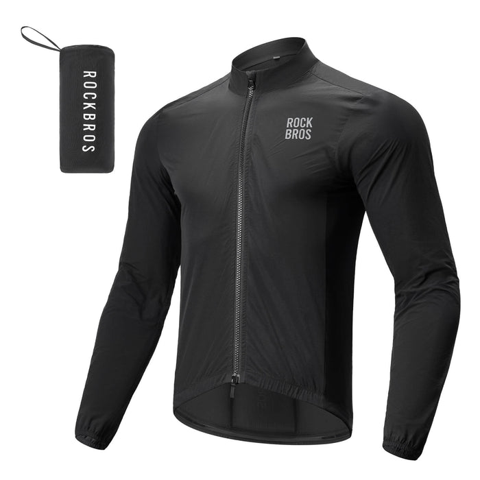ROCKBROS Long-Sleeve Cycling Windbreaker Jacket – Ultimate Weather Protection!​ #Color_Black