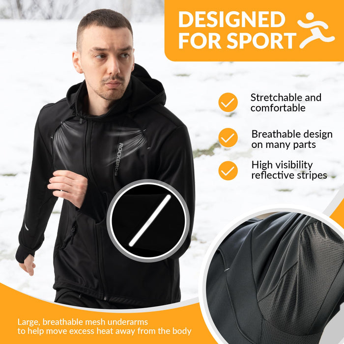 ROCKBROS Men's Cycling Jacket Thermal Softshell Jacket Windproof & Waterproof