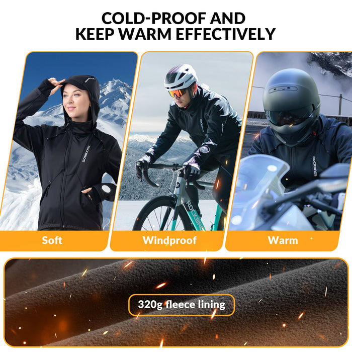 ROCKBROS Men's Cycling Jacket Thermal Softshell Jacket Windproof & Waterproof