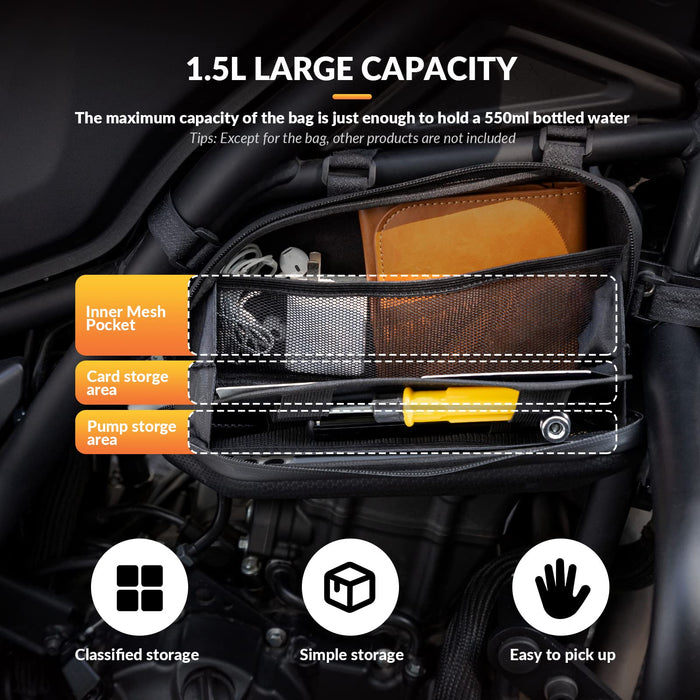 ROCKBROS Motorcycle Bag Motorcycle Water-Repellent Tool Bag 1.5L Black #Style_Left