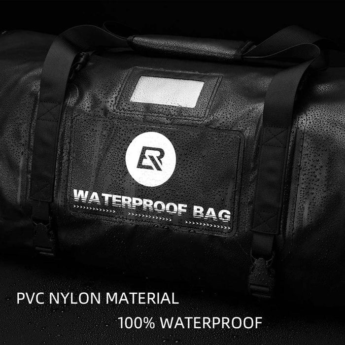 ROCKBROS Motorcycle Saddle Bag 100% Waterproof Travel Bag with Shoulder #Color_Black