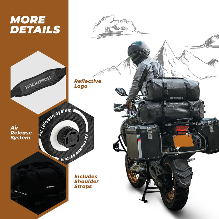 ROCKBROS Motorcycle Tail Bag 100% Waterproof Motorcycle Travel Luggage Bag #Size_20L