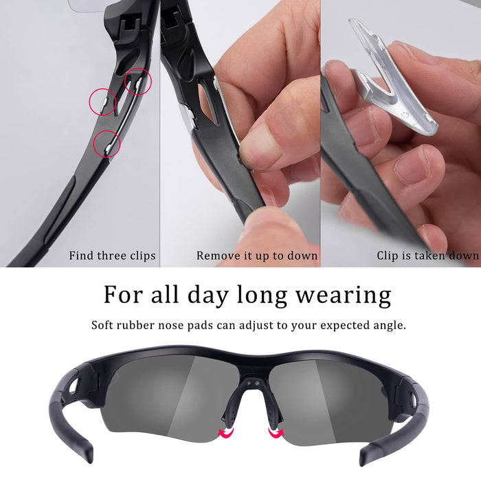ROCKBROS Photochromic Cycling Glasses with 3 in 1 Intelligence Lenses for Men & Women