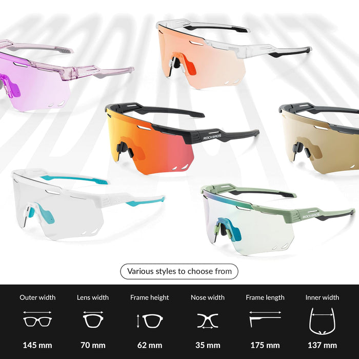 ROCKBROS Photochromic Sports Sunglasses Fashion Windproof Eyewear #Color_Green