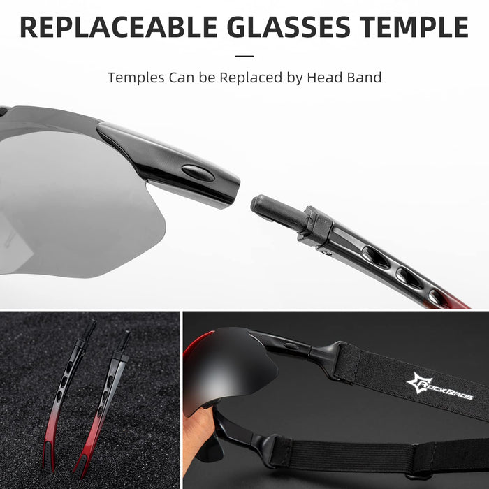 ROCKBROS Polarized Cycling Sunglasses with 5 Interchangeable Lenses ALT #color_White Grey