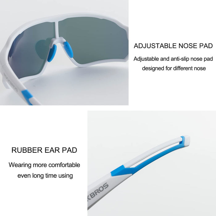 ROCKBROS Polarized Sunglasses UV 400 Protection TR90 Frame Outdoor Sports #Color_White Blue