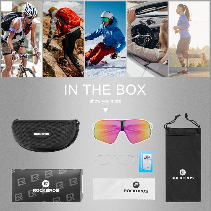 ROCKBROS Polarized Sunglasses UV 400 Protection TR90 Frame Outdoor Sports #Color_White Blue
