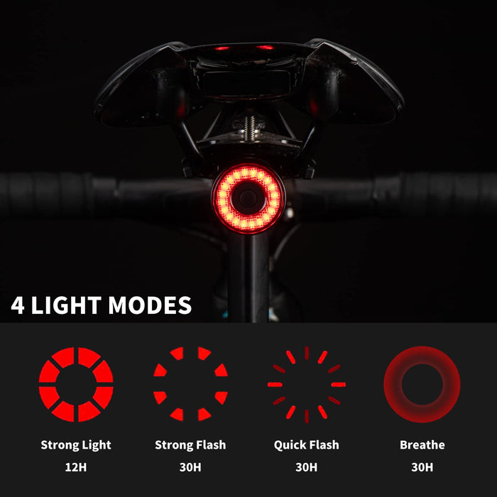 ROCKBROS Q3 Smart Bike Rear Light IPX6 Waterproof LED Brake Light USB Charging
