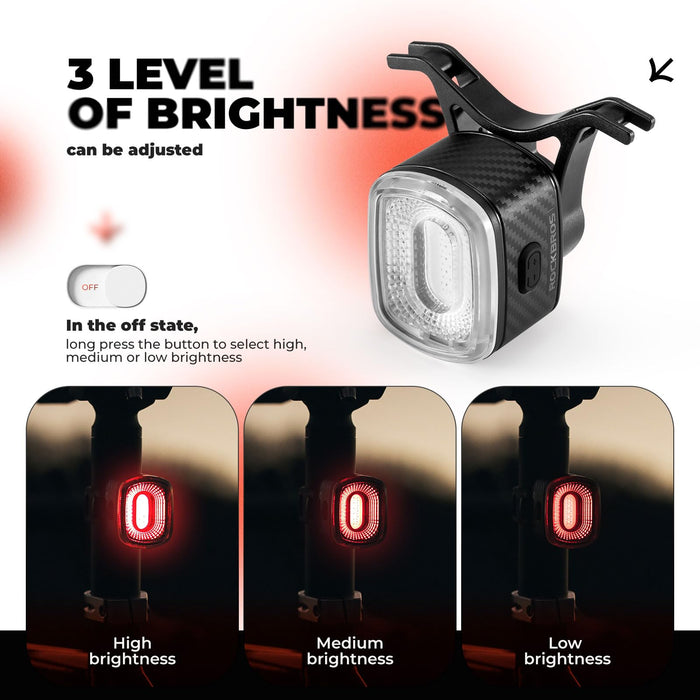 ROCKBROS Rear Bike Light Rechargeable Waterproof Ultra Bright LED Taillight - ROCKBROS-UK