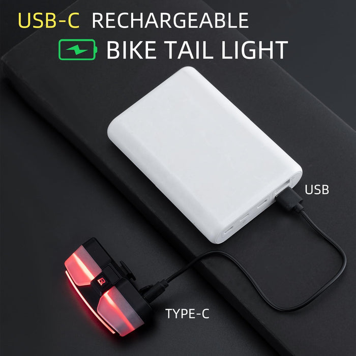 ROCKBROS Rear Bike Light USB Rechargeable with Brake Sensing 5 Modes - ROCKBROS-UK