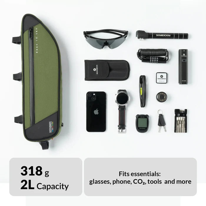 ROCKBROS Road to Sky Bike Frame Bag Reflective Waterproof Triangular Bag 2L
#Color_Army Green