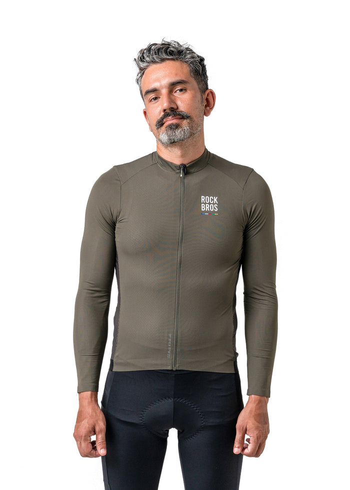 ROCKBROS Road-to-Sky Men's Cycling Long-Sleeved Jersey #Color_Army Green