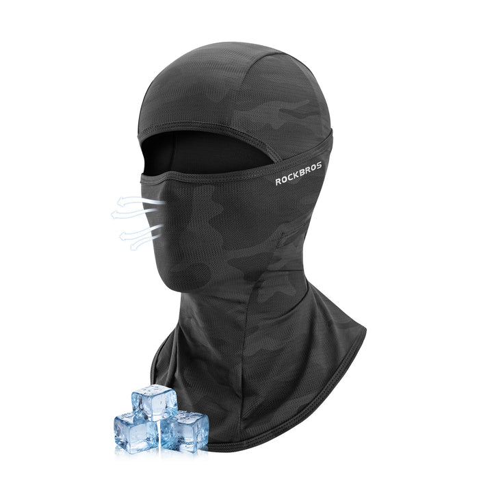 rockbros summer ice silk balaclava face mask for cooling and sun protection #Color_Black