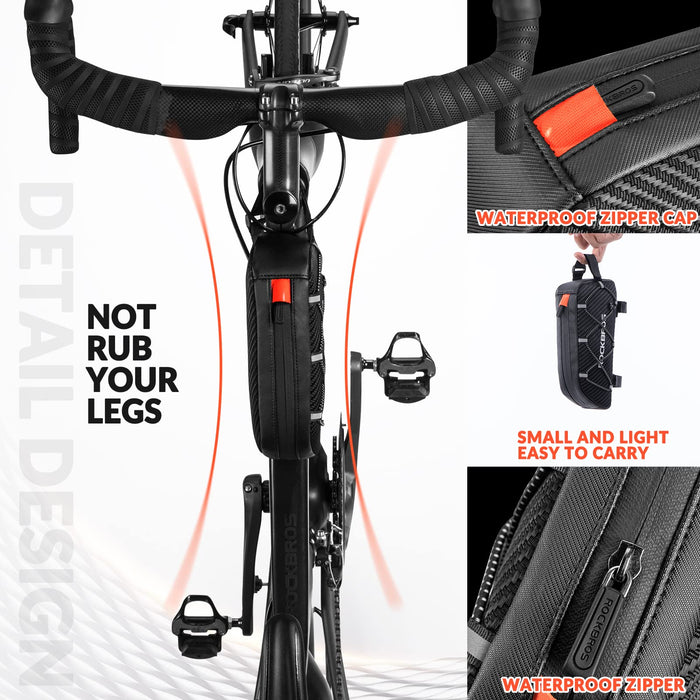 ROCKBROS Ultralight Bike Frame Bag Waterproof & Reflective Top Tube Bag