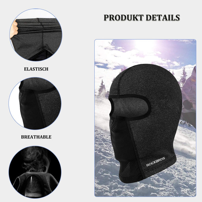 ROCKBROS Windproof Balaclava Winter Face Cover  Thermal Fleece Neck Warmer #Style_Black