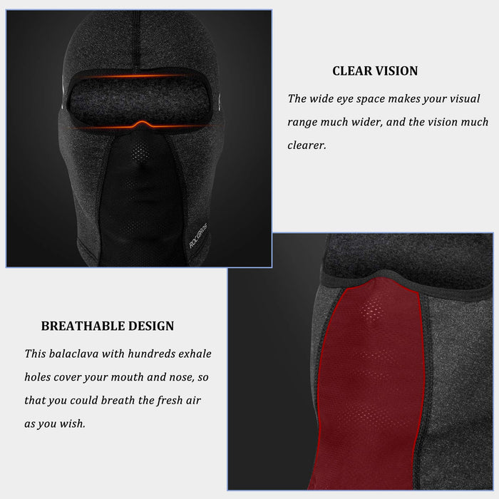 ROCKBROS Windproof Balaclava Winter Face Cover  Thermal Fleece Neck Warmer #Style_Black