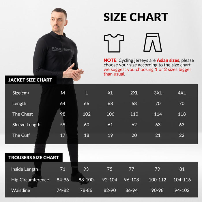 ROCKBROS Windproof Cycling Suit Jacket and Trousers Set with Rear Pockets