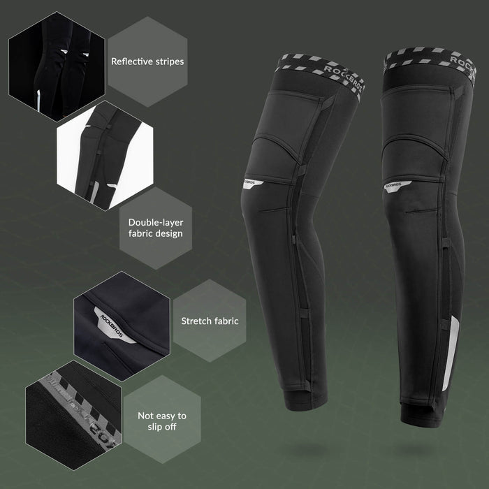ROCKBROS Windproof Knee Warmers with Anti-Slip Protection for Cycling Leg - ROCKBROS-UK