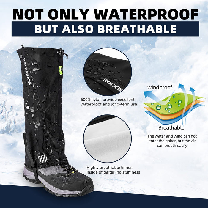 ROCKBROS Windproof Waterproof Leg Gaiters Warm Hiking Gaiters