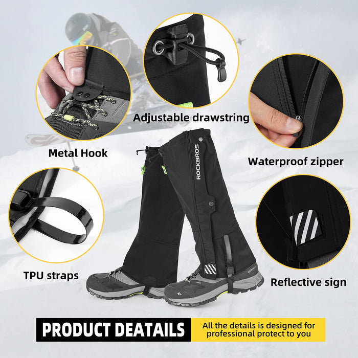 ROCKBROS Windproof Waterproof Leg Gaiters Warm Hiking Gaiters