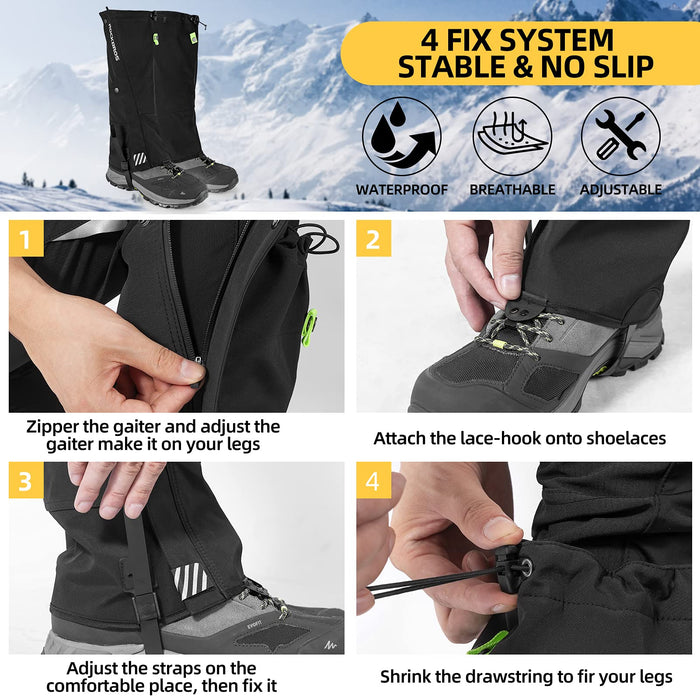 ROCKBROS Windproof Waterproof Leg Gaiters Warm Hiking Gaiters