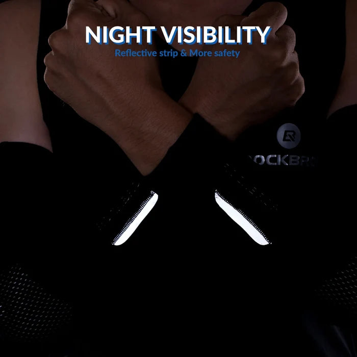 rockbros black thermal arm sleeves in soft fleece-lined polyester-spandex