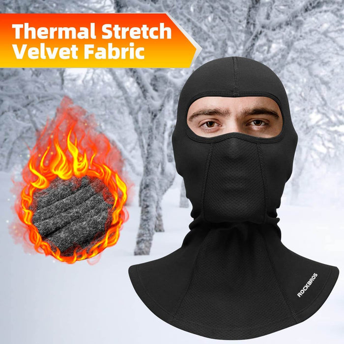 ROCKBROS windproof winter balaclava, full-face mask with glasses holes in black #Color_Black