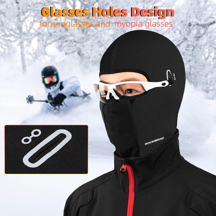 ROCKBROS windproof winter balaclava, full-face mask with glasses holes in black#Color_Black