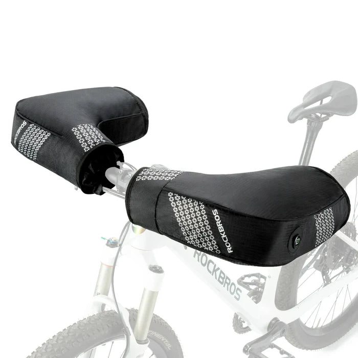rockbros black winter handlebar mittens in windproof oxford cloth